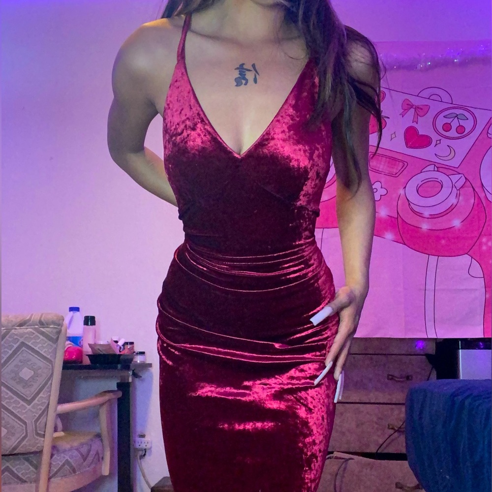 Red silk dress
